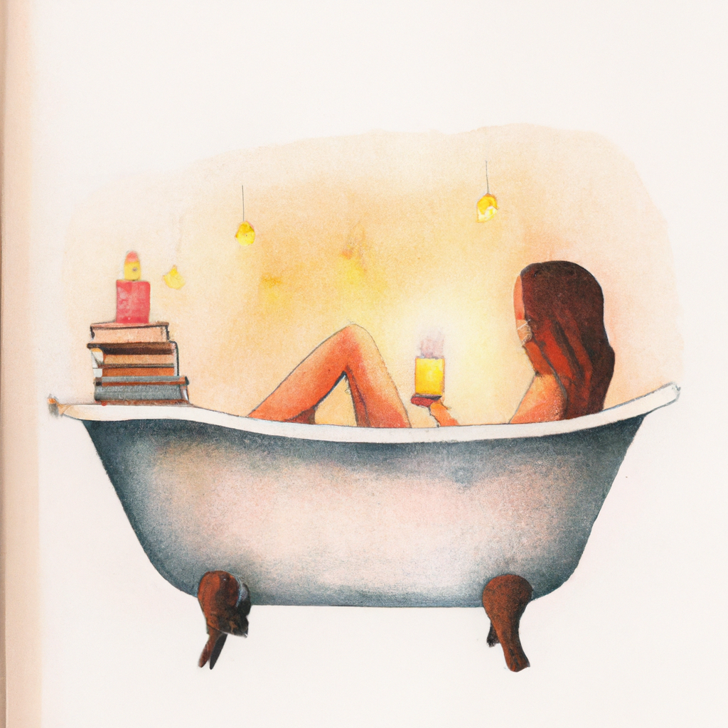 Woman relaxing in a bath tub.