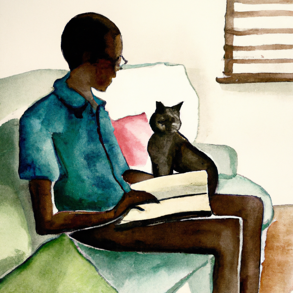 An introvert with his cat and a book.