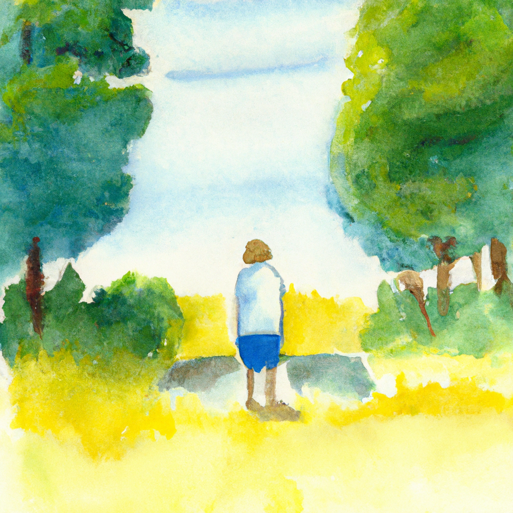 AI watercolor image of an introvert enjoying the summer.